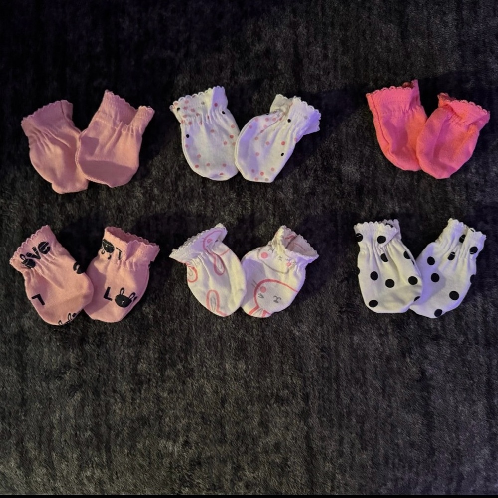 Assorted Baby Mittens Set - Pink, White, and Black